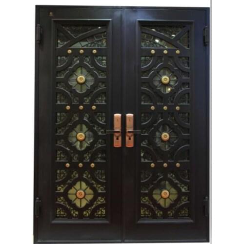 Hench wrought iron doors design and dual panel glass delivery to Australia house hc-6