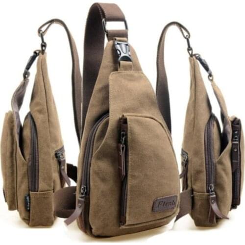 Men Sac Canvas Leather Satchel Shoulder Sling Chest Pack Bags Cross Body Messenger Shoulder Backpack Solid Men Canvas Bag