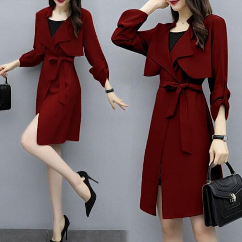 Women Trench Coat Mid-Length Windbreaker Coats 2021 Spring Autumn New Waist Retro Coat Fashion Jackets Fashion Outerwear Female