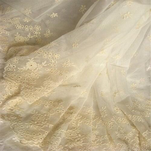 Vintage Ivory Embroidery Gauze Lace Trim Fabric Trim Soft Mesh Lace for Costume Design Clothing