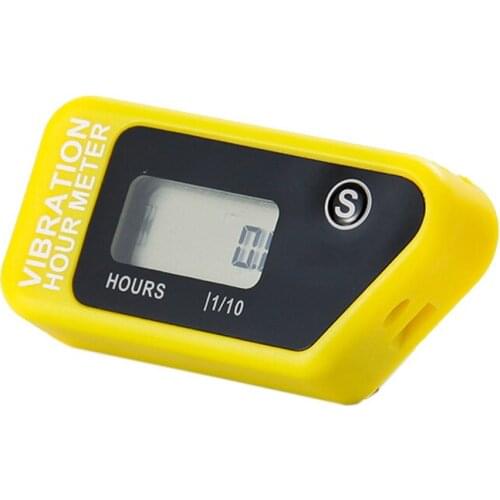 Yellow Resettable LCD Wireless Vibration Hour Meter For chainsaw bike dirt bike lawn mower snowmobile ATV marine