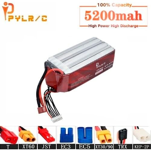 High Rate 22.2v 5200mAh Lipo Battery For RC Helicopter Parts 6s Lithium battery 22.2v 50C RC Cars Airplanes Drone Battery T/XT60