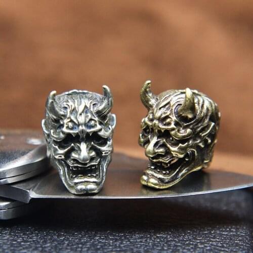 Japanese Ghost Hannya Mask Brass Paracord Knife Beads Prajna Skull EDC Outdoor DIY Umbrella Rope Bracelets Lanyard Accessories