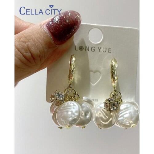 Cellacity Drop Earrings for Women Trendy Silver 925 Jewelry Geometry Freshwater Pearl Earrings Female Dating Party Gift Wholesal