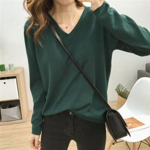 Women Spring Summer Style Knitted Sweater Pullovers Lady Casual V-Neck Long Sleeve Pullovers Tops ZZ0026