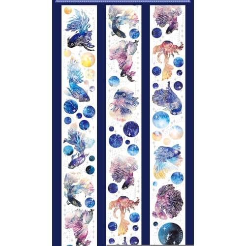 1 Loop Cute Washi Tape Blue Goldfish Pet Bronzing Silver Rabbit Slot 100cm