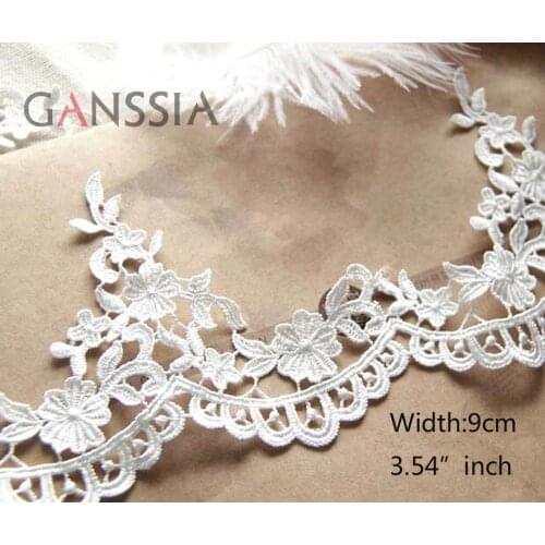 1Yard Width:9.0cm Wedding Dress Cotton Embroidered Mesh Lace Garment laces Trims Trimmings DIY Sewing Accessories(ss-942)