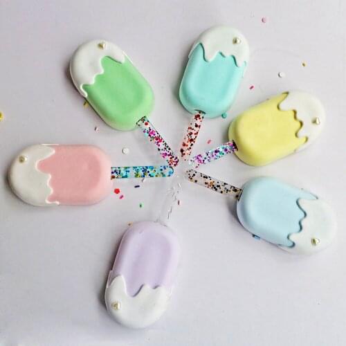 10pcs Acrylic Ice Cream Sticks Multicolor Popsicle Stick DIY Homemade Making Ice Cream Cake Decorations for Birthday Party