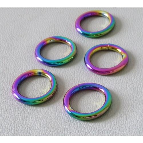 10Pcs/Lot 20mm Rainbow Metal O Ring Buckle Pet Dog Collar Harness Clasp For Bag Straps Sewing DIY Accessory Belt Loop Hardware