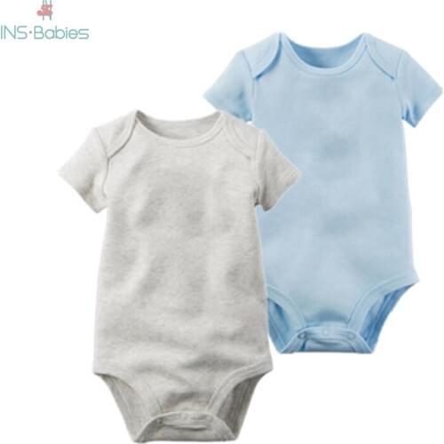 2 Pcs/lot Bodysuit Baby Short Sleeved Clothes Newborn Baby Boy Roupas Para Menina Cotton Baby Costume Pure Color Cute Baby Wear