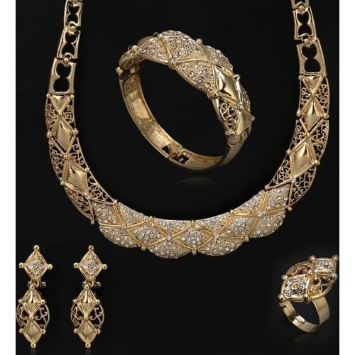 2018 African Beads Jewelry Set Dubai Womens Jewelry Set/Elegant Bridal Wedding Gold-color Necklace Fashion Jewelry Sellingstyle