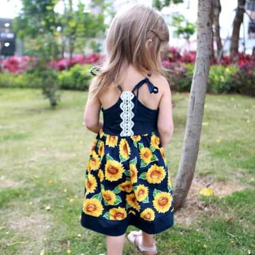 2021 Fashion Toddler Girls Clothing Printed Flowers Robe Princesse Enfant Pattern Summer Dress Girls Beach Baby Girl Dresses