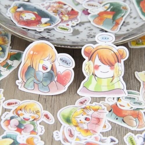 40pcs Colorful Winter Girl Lady Daily Life Emotion Cartoon Scrapbooking Stickers DIY Craft Decorative Sticker Pack