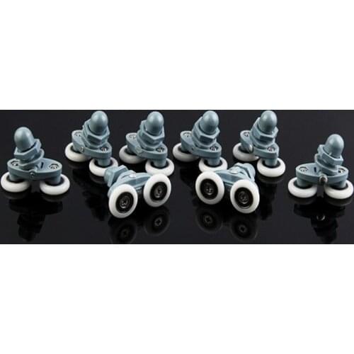 8pcs Diameter 23/25mm ABS Plastic Adjustable Double Swinging Pulley Wheel Shower Cabin Sliding Door Hardware Cabinet Roller