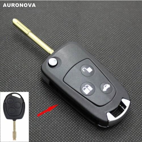 AURONOVA New Upgrade Folding Key Shell for Ford Mondeo FO21 Blade 3 White Buttons Remote Car Key Case Classical Type