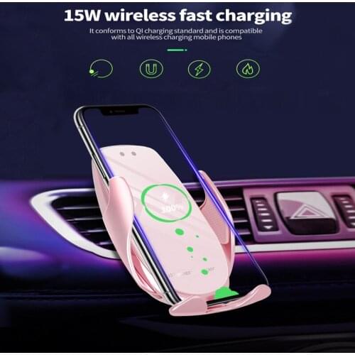For all phone 15W Wireless Charger V3 Car Phone Holder Car Mount Intelligent Infrared for Air Vent Mount charger wireless