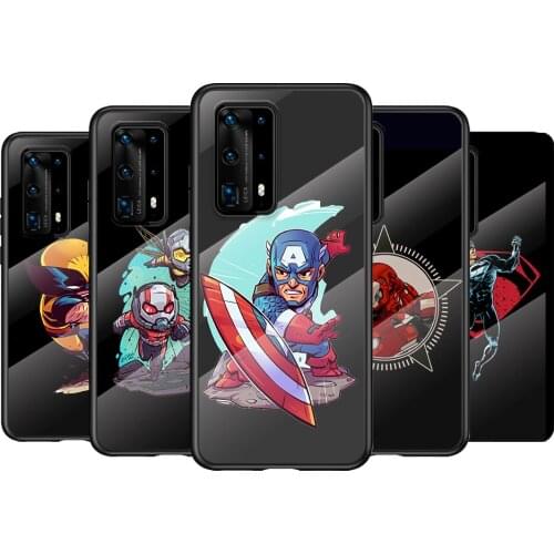 Tempered Glass Cover Marvel Art Cartoon For Huawei P40 P30 P20 P10 Pro Plus Lite 5G 2019 Phone Case