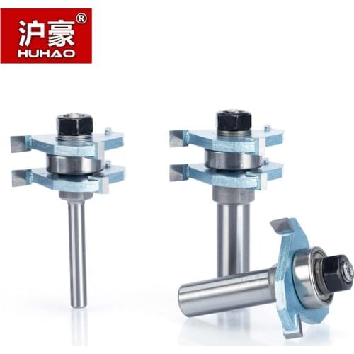 HUHAO 1pc 1/4 1/2 Shank Router Bits For Wood Corner Splicing Combination CNC Cutter Dismountable Woodworking Tool