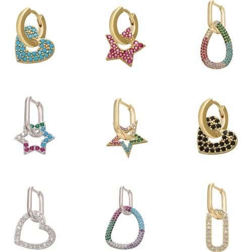 HECHENG 1pair rainbow earrings wholesale CZ colorful gold color cooper jewelry accessries for women VD732