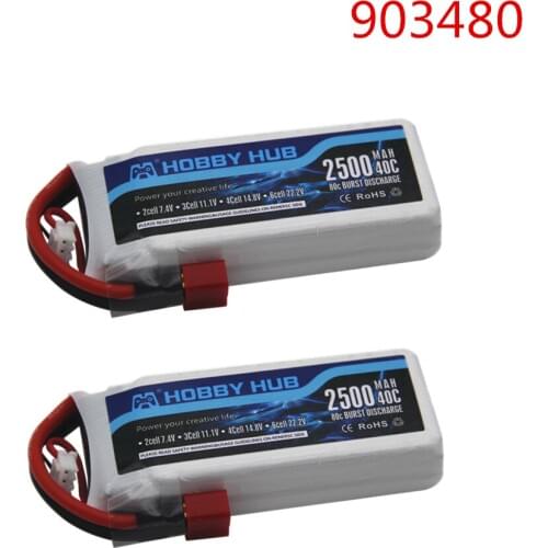 Hobby Hub 2PCS RC Lipo Battery 2S 7.4V 2500mah 40C Max 80C for Wltoys 12428 12423 1:12 RC Car Spare parts