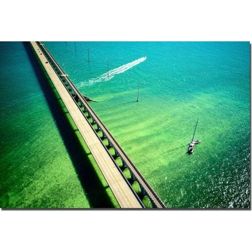 DIY Frame Canvas Painting Seven Mile Bridge Florida Keys Landscape Poster Wall Art Pictures Print For Living Room Home Decor