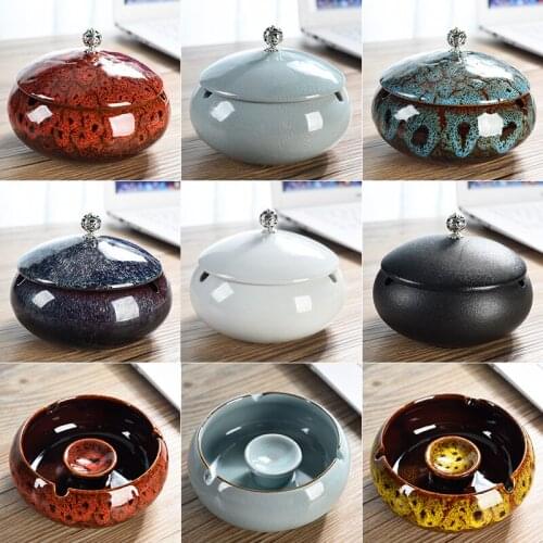 Hengjiang ceramic ashtray home fashion living room office anti ash cover home