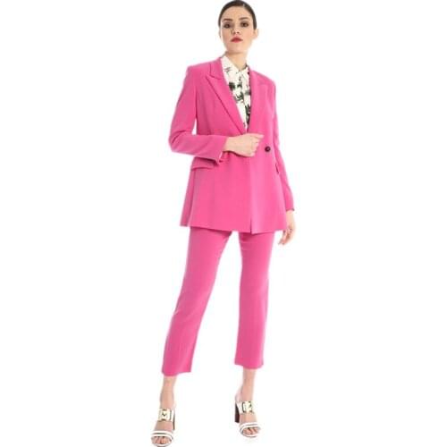 Pink Work Bussiness Formal Elegant Women Suit Set Blazers And Pants Office Suits Fashion Charming Womens Pants Suits
