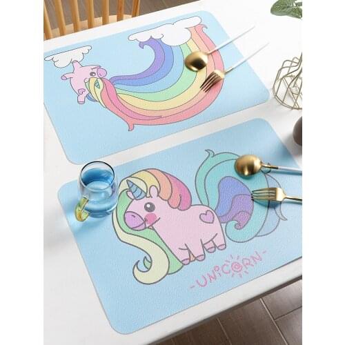 Nordic creative table mat Western food mat thermal insulation mat cartoon childrens washing simple waterproof tableware plate