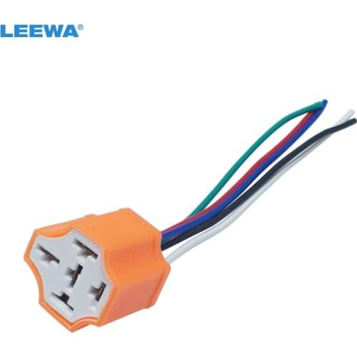LEEWA 10PCS Car 5Pin Headlight Ceramic Socket Extension Plug LED HID Light Adapter With Wiring Harness Connector #CA5943