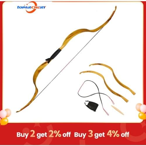 Toparchery 50inch Traditional Bow Take Down Recurve Bow 25lbs Archery Bow For Youth Beginner Teenagers Practice Outdoor Training