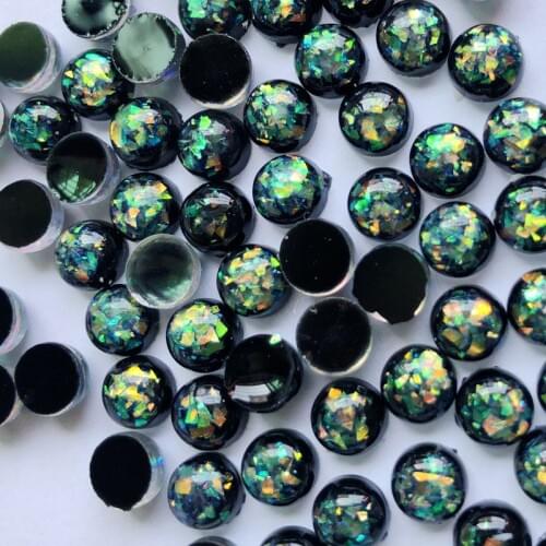 Mini 100Pcs 6mm Colorful Paillette Bead Flat back Rhinestone Scrapbook DIY Wedding half bead Jewelry ornament craft -Z80