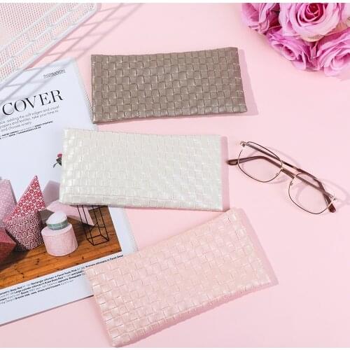 Fashionable Sunglasses Bag PU Leather Glass Case Pouch Mobile Phone Wallet Portable Storege Case Candy Color Nearsighted Glasses