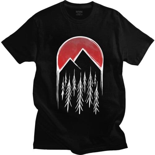 Vintage Twin Peaks T Shirts Men Red Pine Tree Moon Tshirt High Quality Tops Short Sleeve 2020 Fashion T-Shirt Cotton Tee Gift