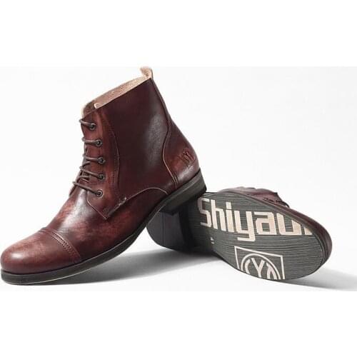 Winter England Style High Quality Men boots Genuine Leather High Top Martin boots breathable outdoors Ankle Lace up Mens Boots