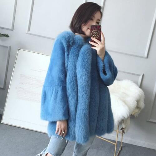 Real Clothes Autumn Winter Coat Women Fox Fur Jacket Korean Long Jackets Vintage Manteau Femme Hiver MY942