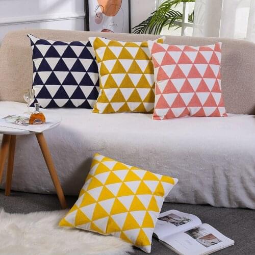 Nordic Abstract Cushion Cover Geometric Triangle Pillowcase Living Room Sofa Decorative Embroidered Suqare Pillow Cover 45x45cm