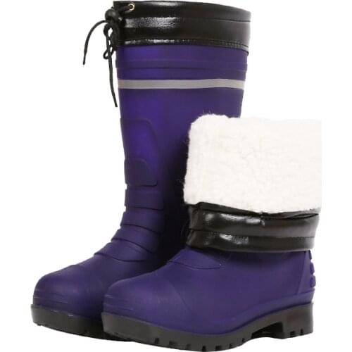 Swyivy Winter New Warm Plus Velvet Padded Rain Shoes for Men 2020 Mens High Warm Water Shoes Non-Slip Rain Boot Fishing Shoes