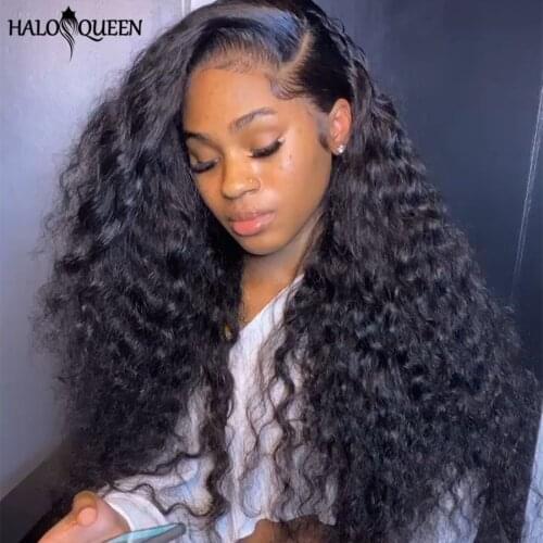 30 32 Inch Deep Wave Wig Lace Front Human Hair Wigs 180 Density T Part Brazilian Deep Curly Frontal Wig Water Wave Lace Wig