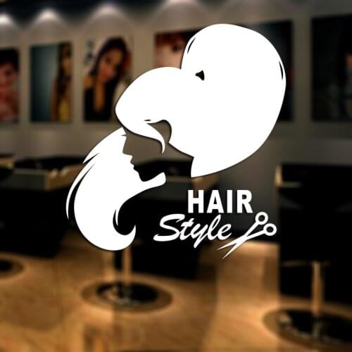 Hair Salon Wall Decal Beauty Salon Scissor Sticker Barber Shop Vinyl Wall Decals Decor Mural Hairdresser Glass Window Sticker