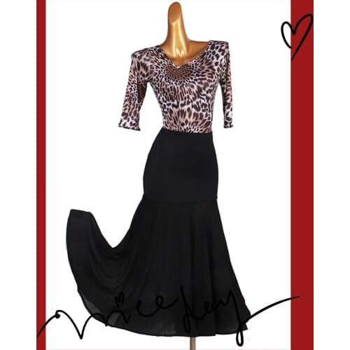 Ballroom Dance Dresses foxtrot Dancing Skirt Women Stage Waltz Ballroom Dress leopard MQ224+S032