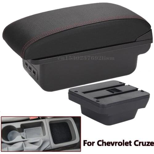 Armrest For Chevrolet Cruze 2015-2017 Double layer heighten central Store content Storage box with Ashtray USB Charging