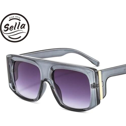 Sella 2021 New Fashion Men Women Oversized Goggle Sunglasses Trending Retro PC Frame Gradient Lens Gafas Hombre Shades for Women