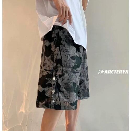 Camouflage shorts mens loose summer trend five-point pants tide brand ins casual sports buttoned pants five-point beach pants