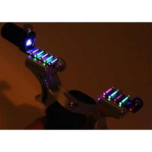 LED Resin Handle Alloy Steel Fiber Optic Spring Pressing Rubber Band Quick Press Outdoor Hunting Competitive Launch Slingshot