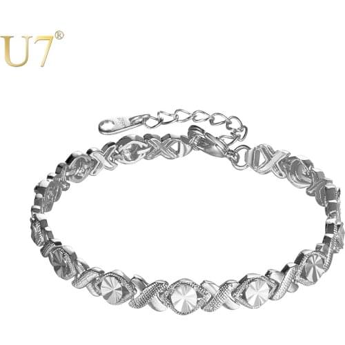 U7 Vintage Stackable Round Link Chain Bangle Bracelet For Women Fashion Jewelry Gold/Silver Color Hand Bracelets H1059