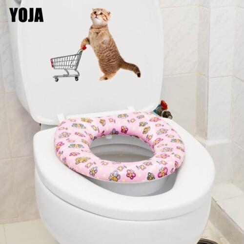YOJA 22.5*18.3CM Cats Shopping In The Supermarket Living Room Home Decor Wall Sticker Toilet Decal T3-0420