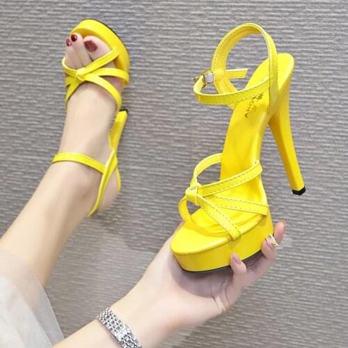 Women Shoes 2020 Summer New Sexy woman Sandals High Heels Red Black Nightclub Shoes Woman Waterproof Platform Fine Heel Catwalk