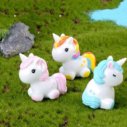 1 Pcs 6 Style Cute Rainbow Unicorn Animal Miniature Garden Accessories Pop Miniature Figurines Fairy Garden Supplies