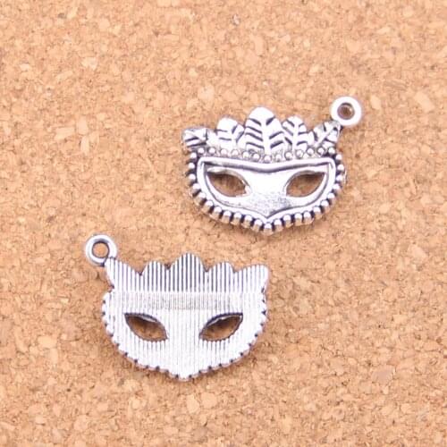 10pcs Charms party mask masquerade mardi gras 19x20mm Antique Pendants,Vintage Tibetan Silver Jewelry,DIY for bracelet necklace