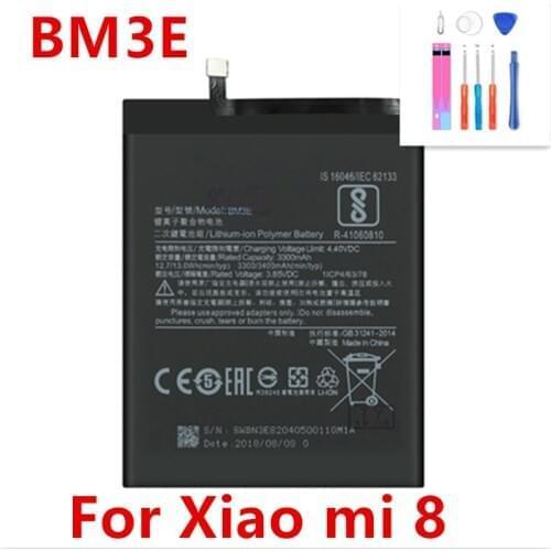 100% NEW BM3E 3400mAh Battery For Xiaomi Mi 8 Mi8 M8 BM3E High Quality Phone Replacement Batteries